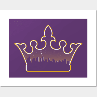 Los angeles kings City Skyline Purple Posters and Art